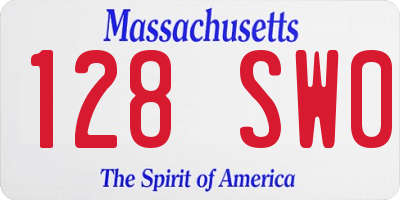 MA license plate 128SW0