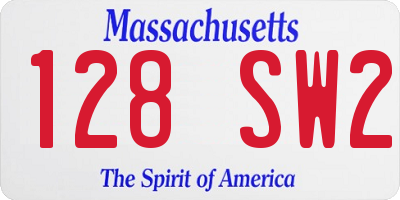 MA license plate 128SW2