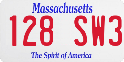MA license plate 128SW3
