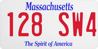 MA license plate 128SW4