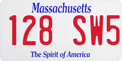 MA license plate 128SW5