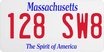 MA license plate 128SW8