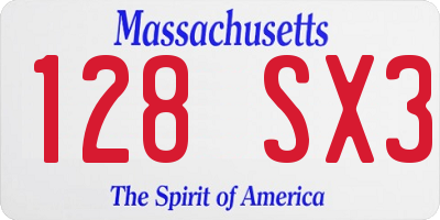 MA license plate 128SX3