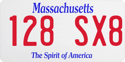 MA license plate 128SX8