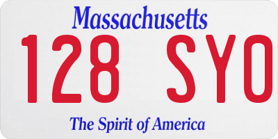 MA license plate 128SY0