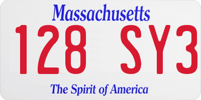 MA license plate 128SY3