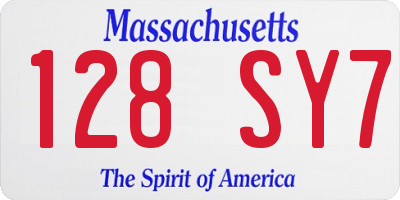 MA license plate 128SY7