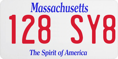MA license plate 128SY8