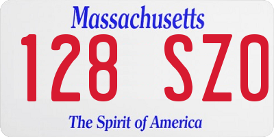 MA license plate 128SZ0