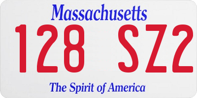 MA license plate 128SZ2