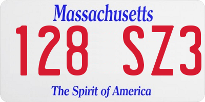 MA license plate 128SZ3