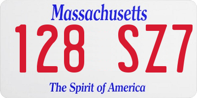 MA license plate 128SZ7