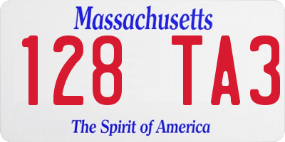 MA license plate 128TA3