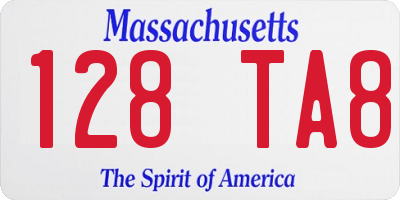 MA license plate 128TA8