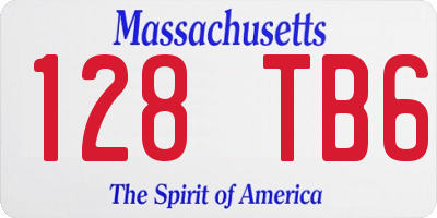 MA license plate 128TB6