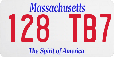 MA license plate 128TB7