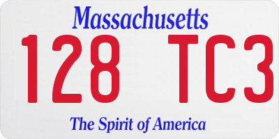MA license plate 128TC3