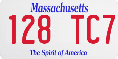 MA license plate 128TC7