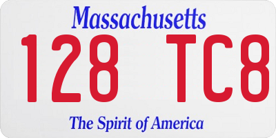 MA license plate 128TC8