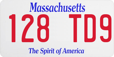 MA license plate 128TD9