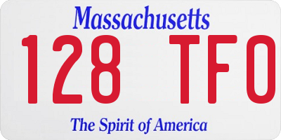 MA license plate 128TF0