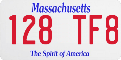 MA license plate 128TF8