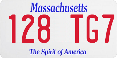 MA license plate 128TG7