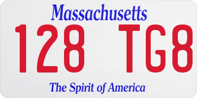 MA license plate 128TG8
