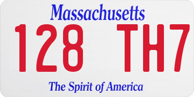 MA license plate 128TH7