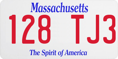 MA license plate 128TJ3