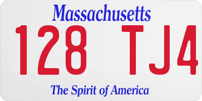 MA license plate 128TJ4