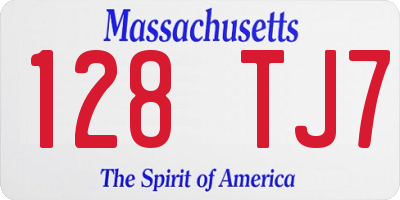 MA license plate 128TJ7