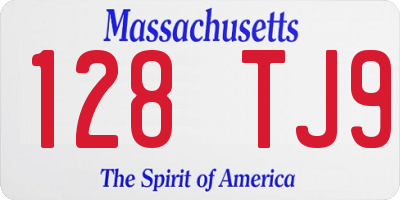 MA license plate 128TJ9