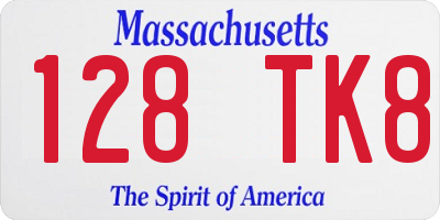 MA license plate 128TK8