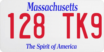 MA license plate 128TK9