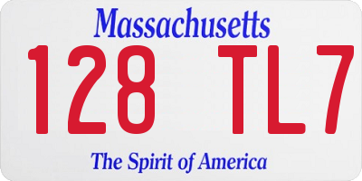 MA license plate 128TL7