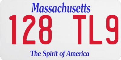 MA license plate 128TL9