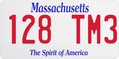 MA license plate 128TM3