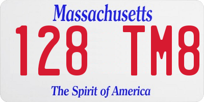 MA license plate 128TM8