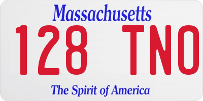 MA license plate 128TN0