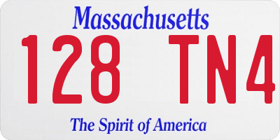 MA license plate 128TN4