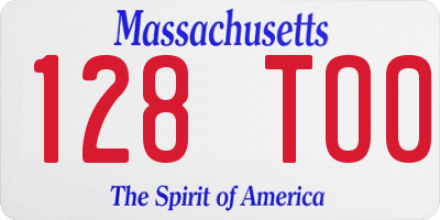 MA license plate 128TO0