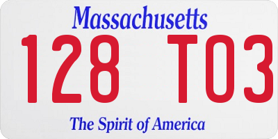 MA license plate 128TO3