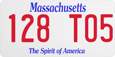 MA license plate 128TO5