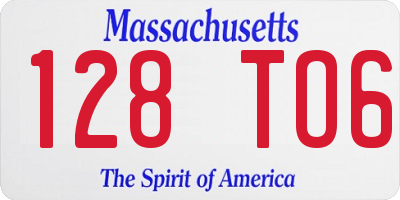 MA license plate 128TO6