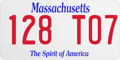 MA license plate 128TO7