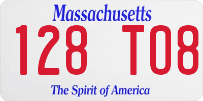 MA license plate 128TO8