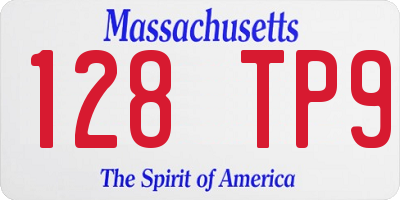 MA license plate 128TP9