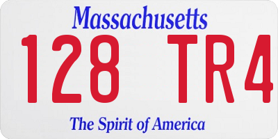 MA license plate 128TR4