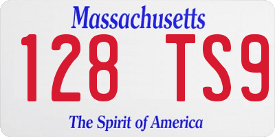 MA license plate 128TS9